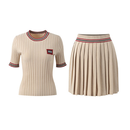 2025SS Women's Knitted Short Sleeve +Skirt